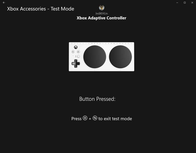 Xbox Accessories 測試模式畫面