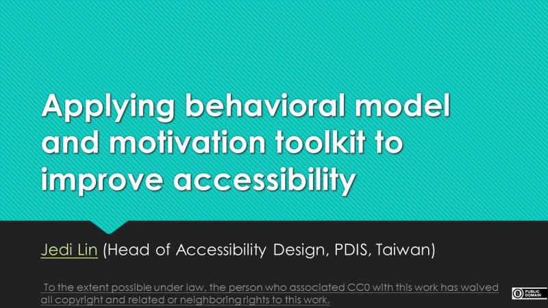 Title slide: Applying behavioral model and motivation toolkit to improve accessibility