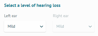 Select a level of hearing loss 選項調整為 Mild