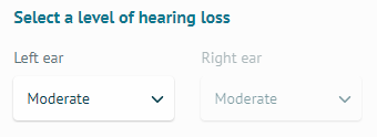 Select a level of hearing loss 選項調整為 Moderate