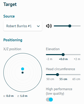 Source 沿用 Robert Burriss #1，X/Z position 調整為正前方 1.0 公尺